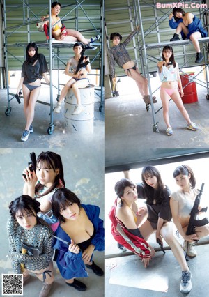 A group of young women in white lingersuits posing in a pool.