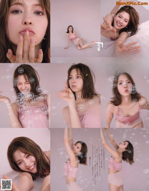 A magazine page with a picture of a woman in lingerie.